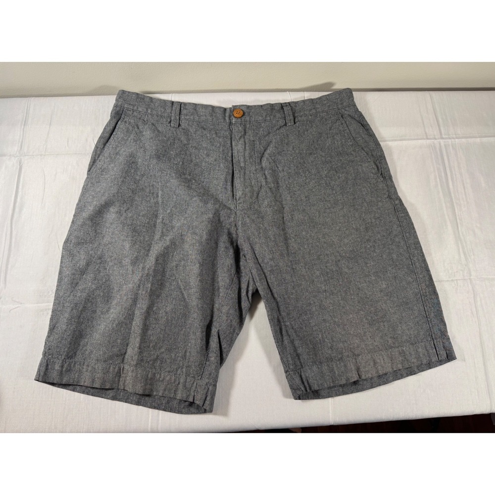 J.Crew Rivington Mens Gray Cotton Chambray Flat Front Shorts Size 36W